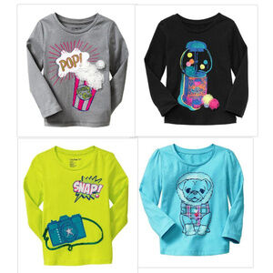 NWT Baby Gap Girls 4pc Tee Top Lot 2T